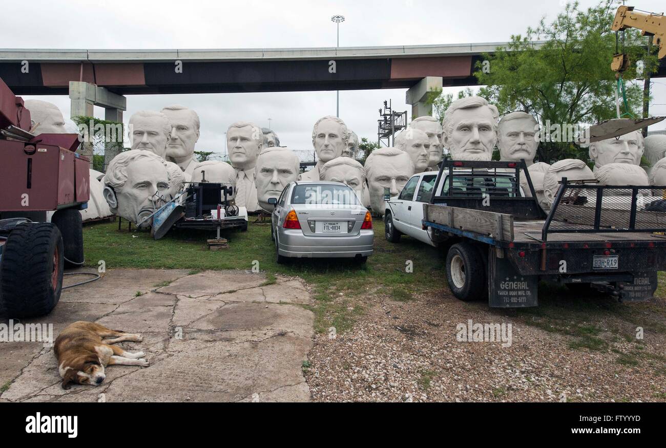 March 30, 2016 - Houston, Texas, U.S. - Presidential heads by sculptor David Adickes are stored at the Adickes Sculpturworx Studio until a time when a permanent home is found for them.(Credit Image: © Brian Cahn via ZUMA Wire) Stock Photo