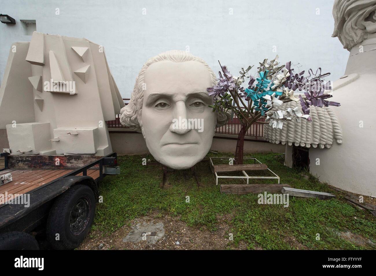 March 30, 2016 - Houston, Texas, U.S. - Presidential heads by sculptor David Adickes are stored at the Adickes Sculpturworx Studio until a time when a permanent home is found for them.(Credit Image: © Brian Cahn via ZUMA Wire) Stock Photo