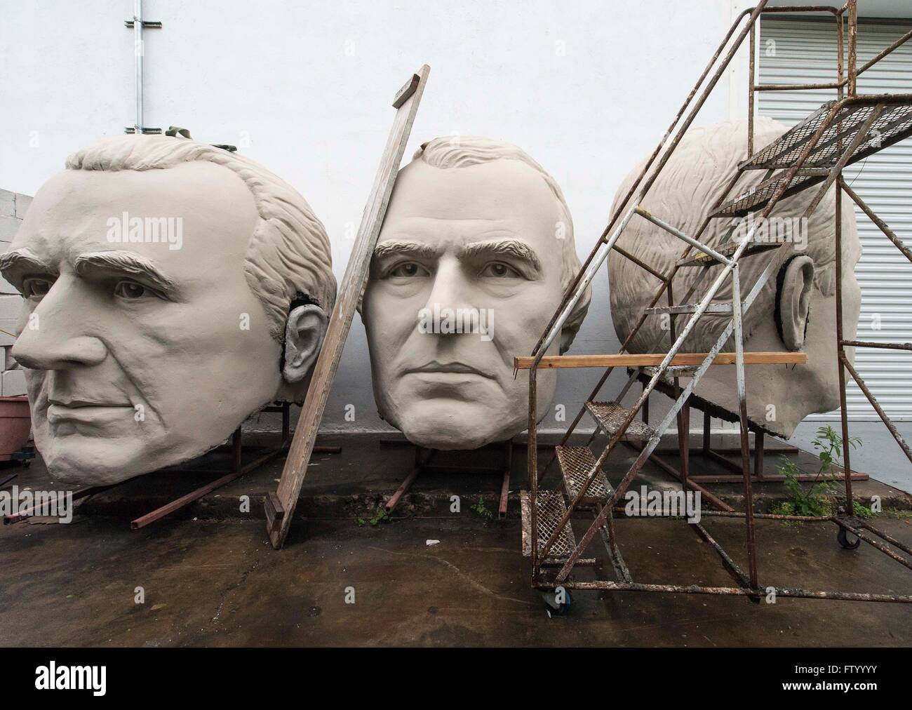 March 30, 2016 - Houston, Texas, U.S. - Presidential heads by sculptor David Adickes are stored at the Adickes Sculpturworx Studio until a time when a permanent home is found for them.(Credit Image: © Brian Cahn via ZUMA Wire) Stock Photo