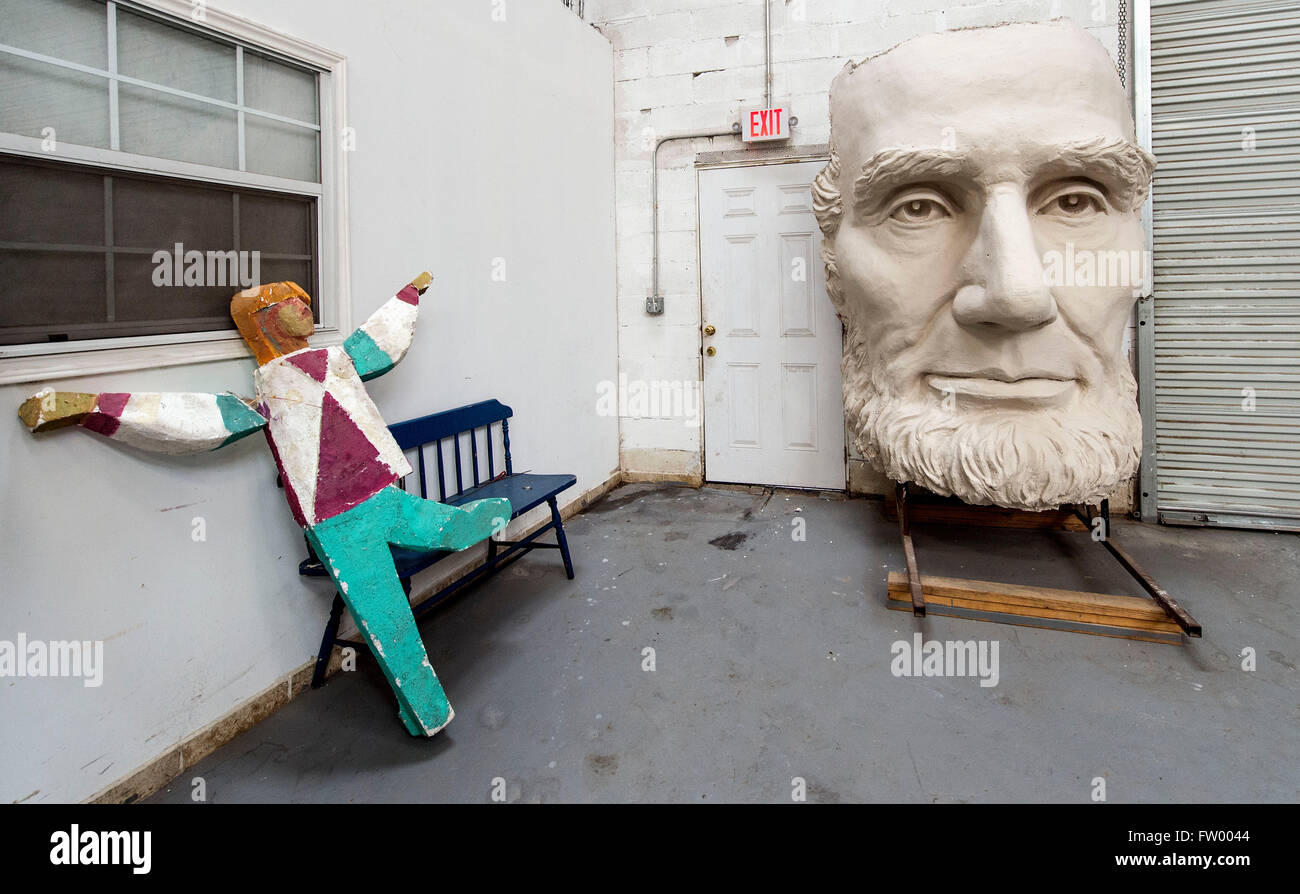 Houston, Texas, USA. 30th Mar, 2016. Presidential heads by sculptor David Adickes are stored at the Adickes Sculpturworx Studio until a time when a permanent home is found for them. Credit: Brian Cahn/ZUMA Wire/Alamy Live News Stock Photo