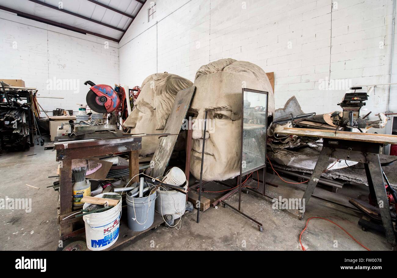 Houston, Texas, USA. 30th Mar, 2016. Presidential heads by sculptor David Adickes are stored at the Adickes Sculpturworx Studio until a time when a permanent home is found for them. Credit: Brian Cahn/ZUMA Wire/Alamy Live News Stock Photo