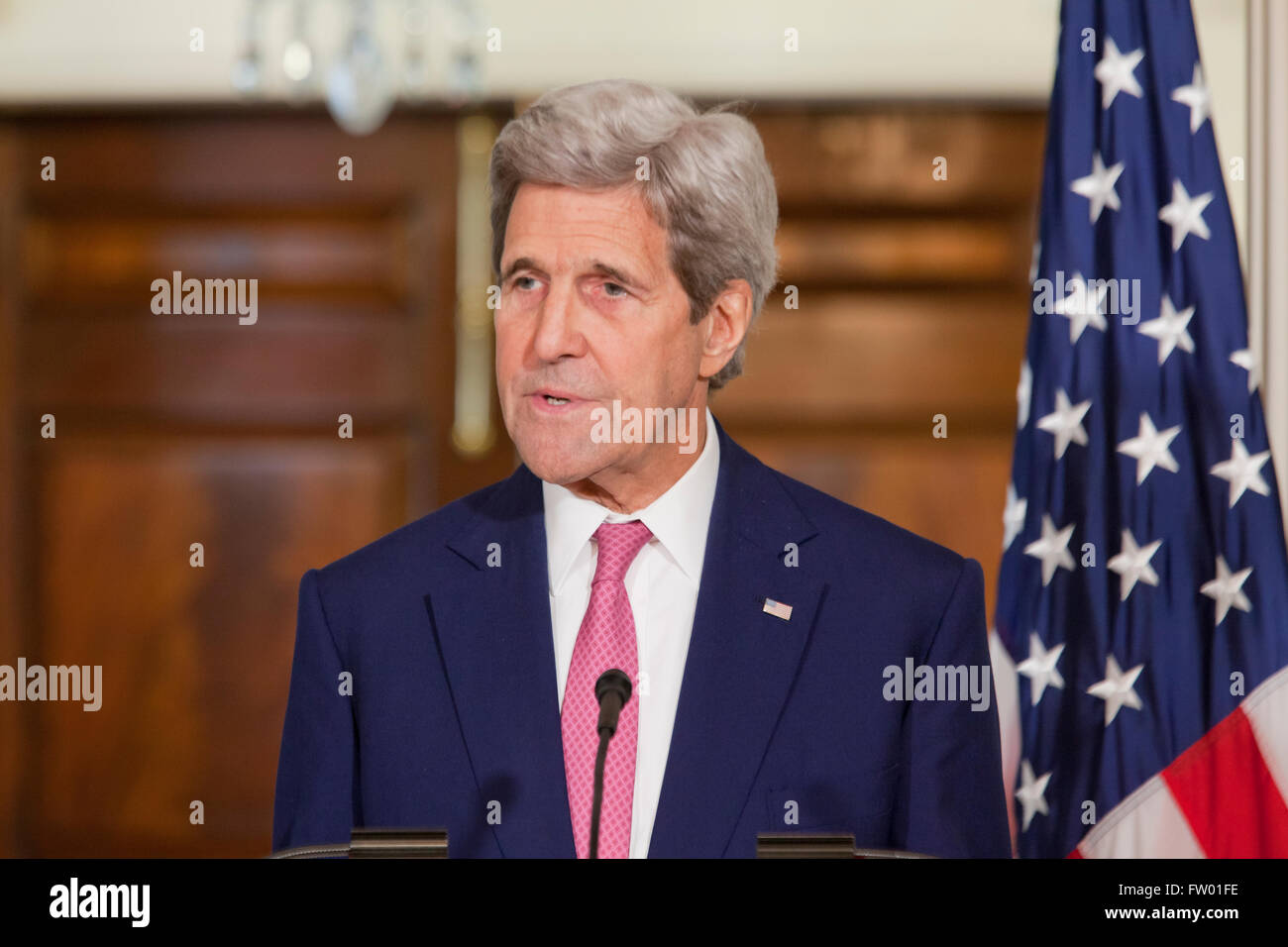 Washington DC, USA. 30th March, 2016. Secretary of State John Kerry and Nigerian Foreign Minister Geoffrey Onyeama hold US-Nigeria Binational Commission briefing in the Treaty Room of the US State Department. Credit:  B Christopher/Alamy Live News Stock Photo