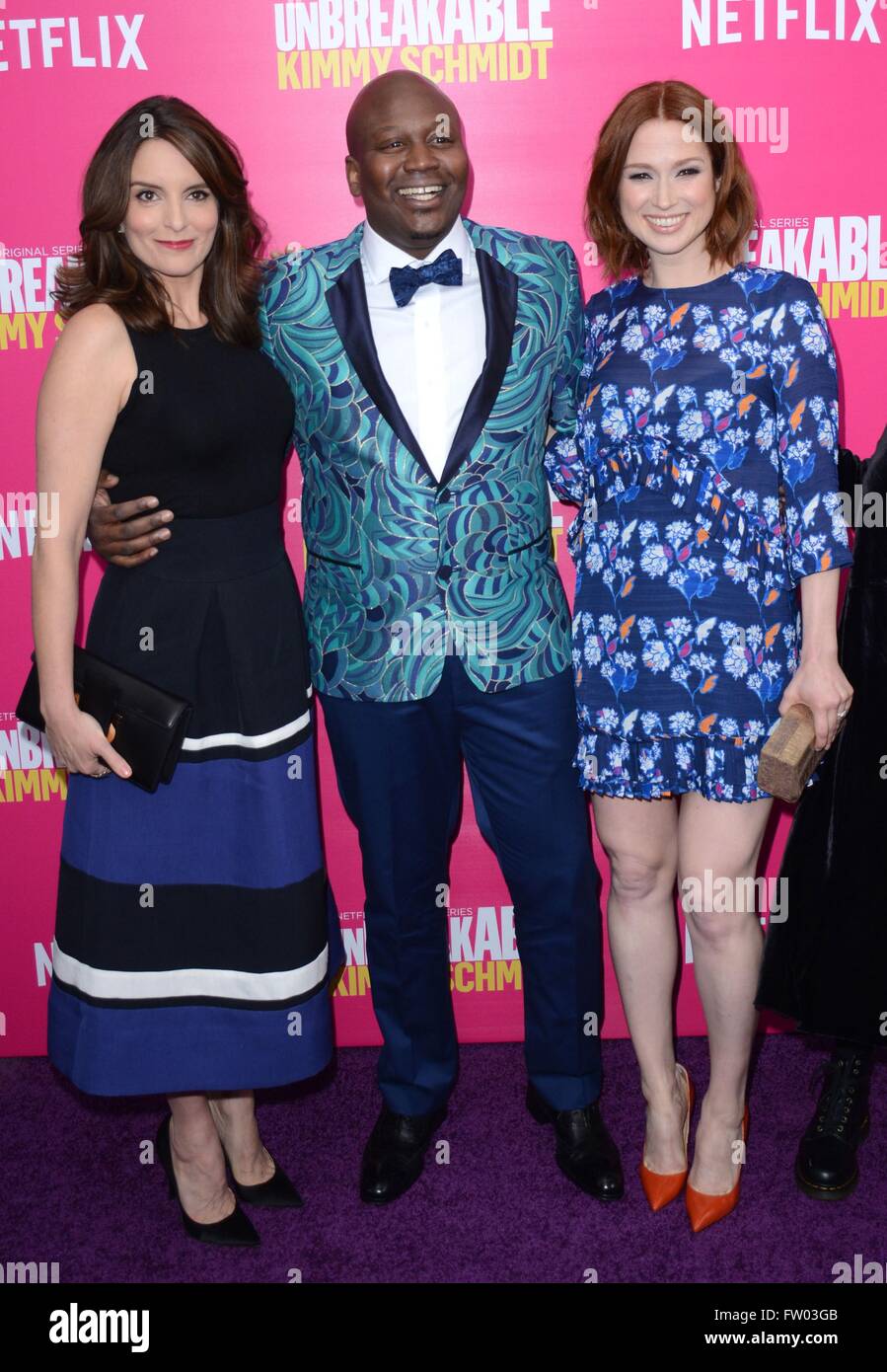 New York, NY, USA. 30th Mar, 2016. Tina Fey, Tituss Burgess, Ellie