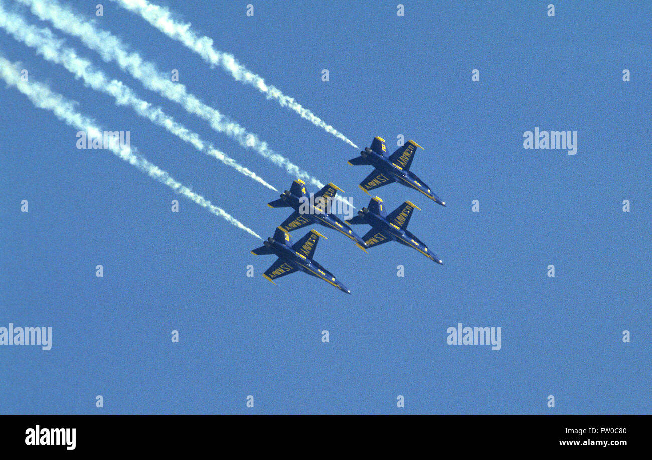 Camp Springs, Maryland, USA, May 1992 US Navy "Blue Angels" fly in