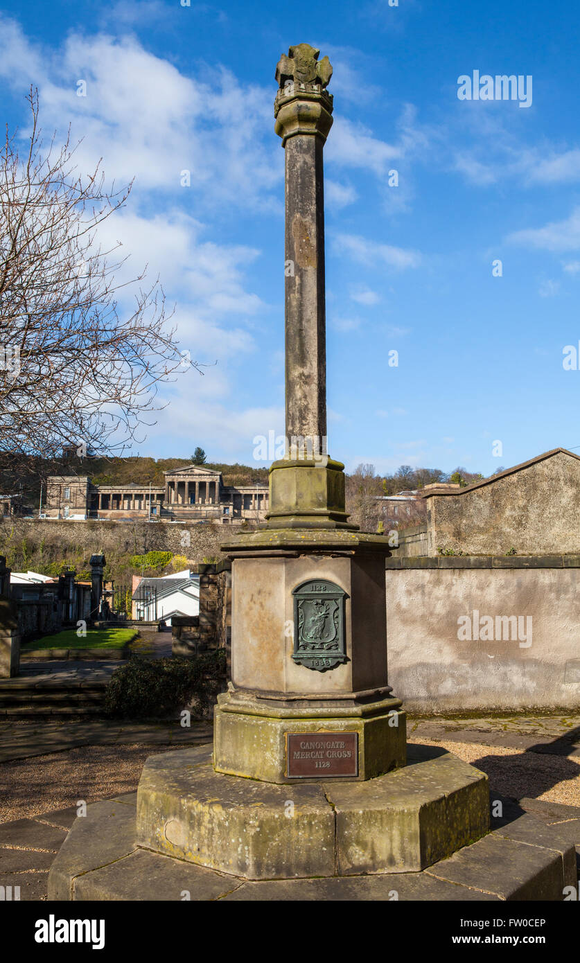 The Canongate Mercat Cross in the Canongate Kirkyard in Edinburgh