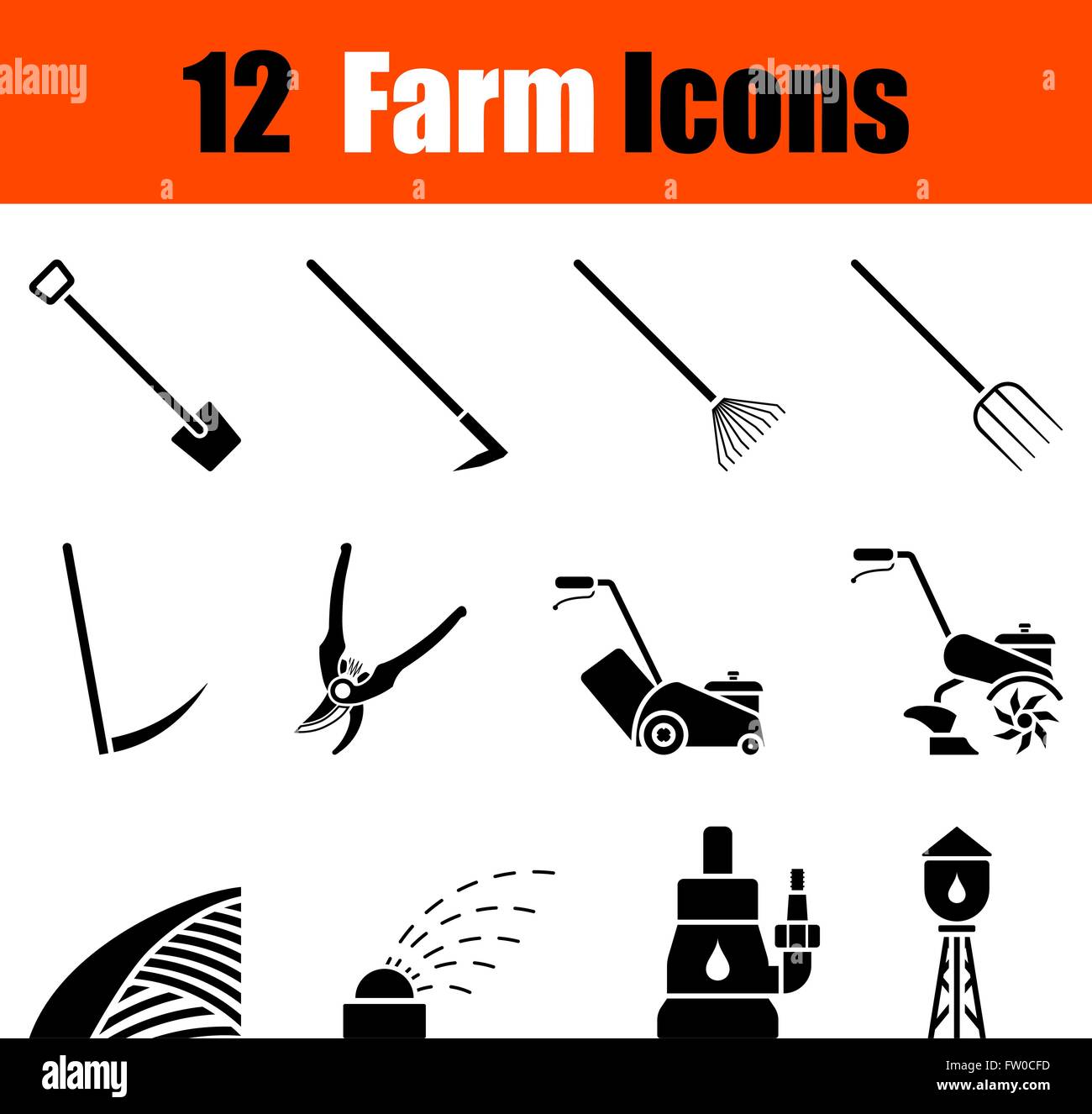 Set of twelve gardening black icons. Vector illustration Stock Vector ...