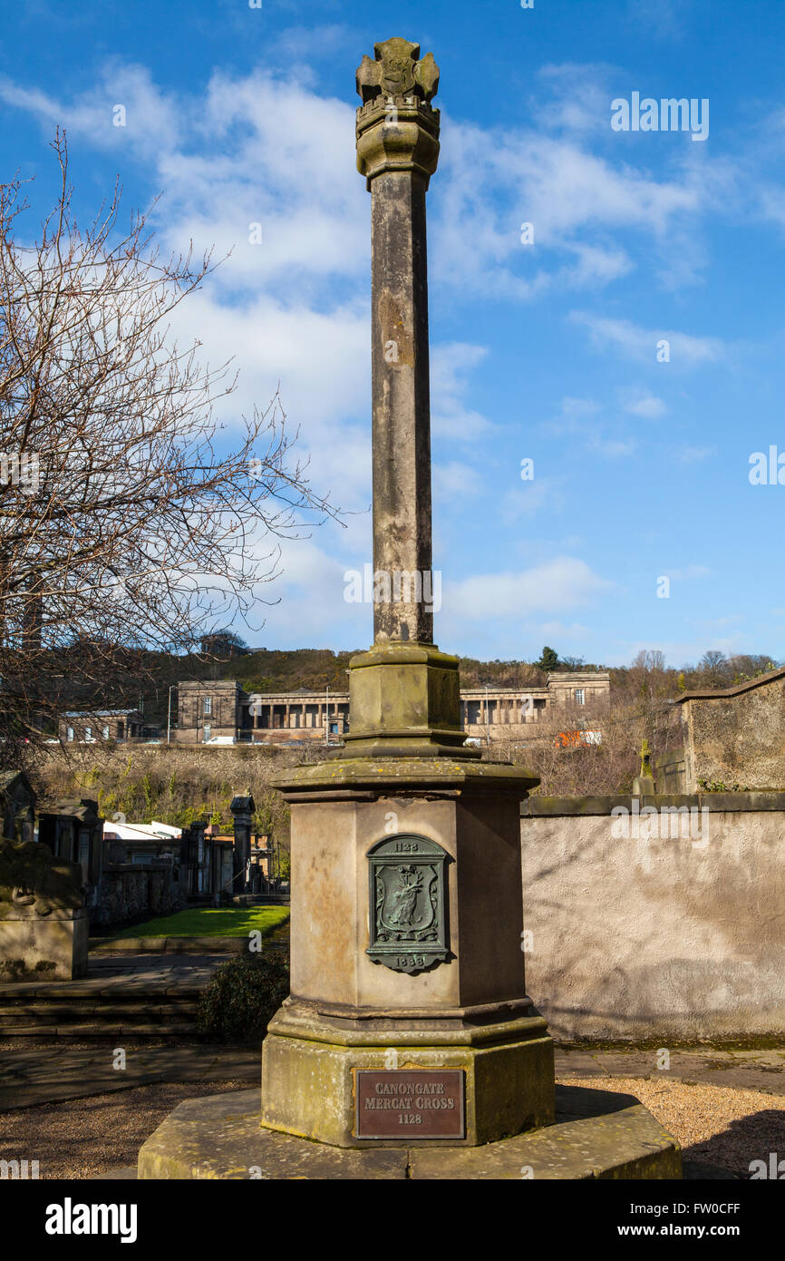 The Canongate Mercat Cross in the Canongate Kirkyard in Edinburgh