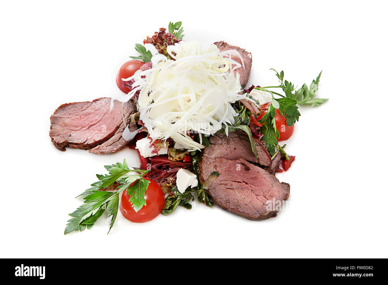 Vegetables salad with roast beef Stock Photo