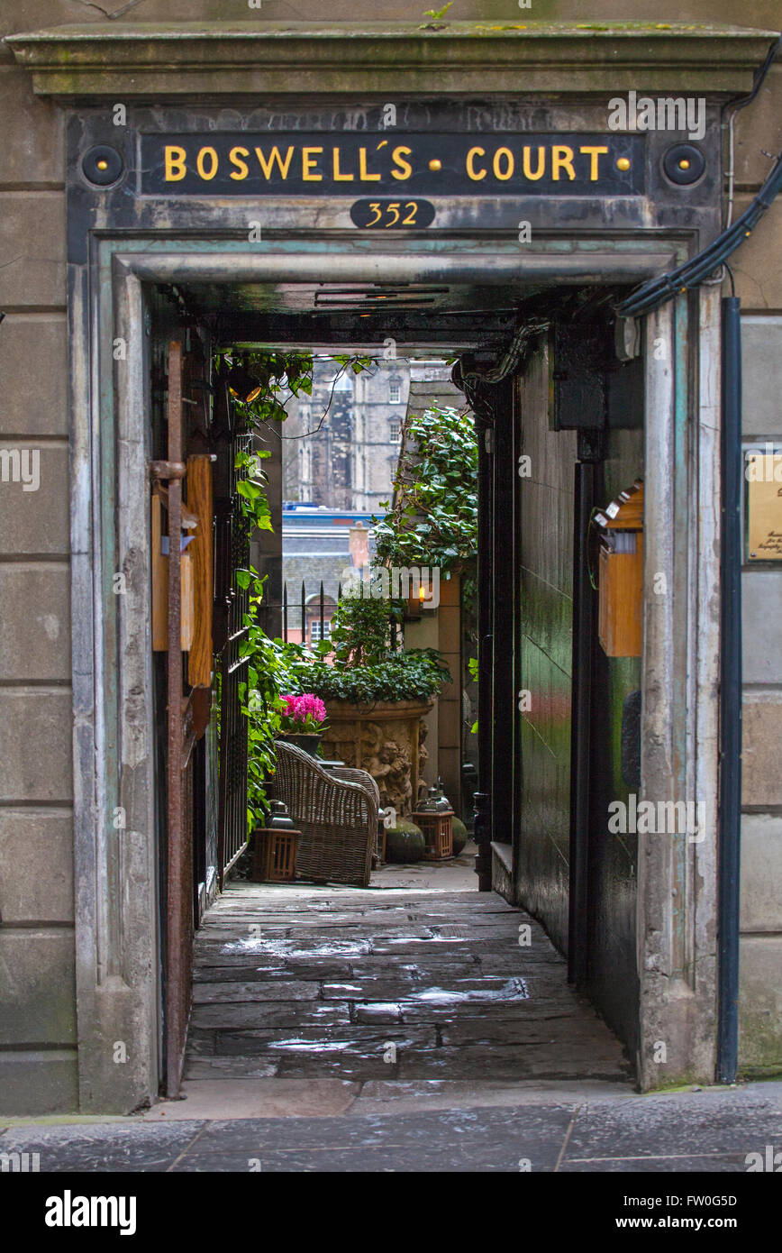 A view of the beautiful Boswells Court along the Royal Mile in