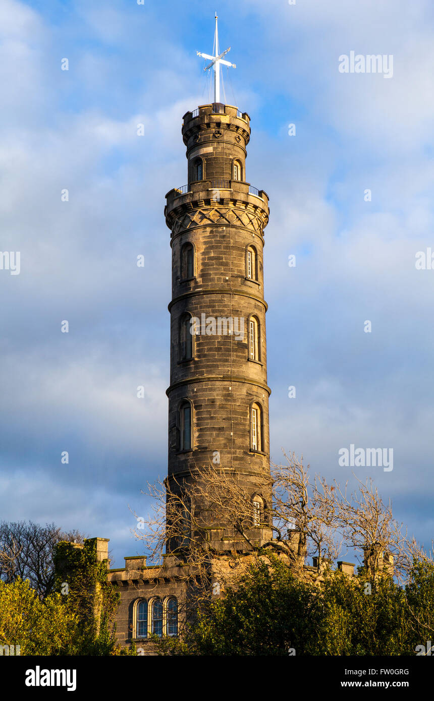 A view of the Nelson Monument in Edinburgh, Scotland. Stock Photo