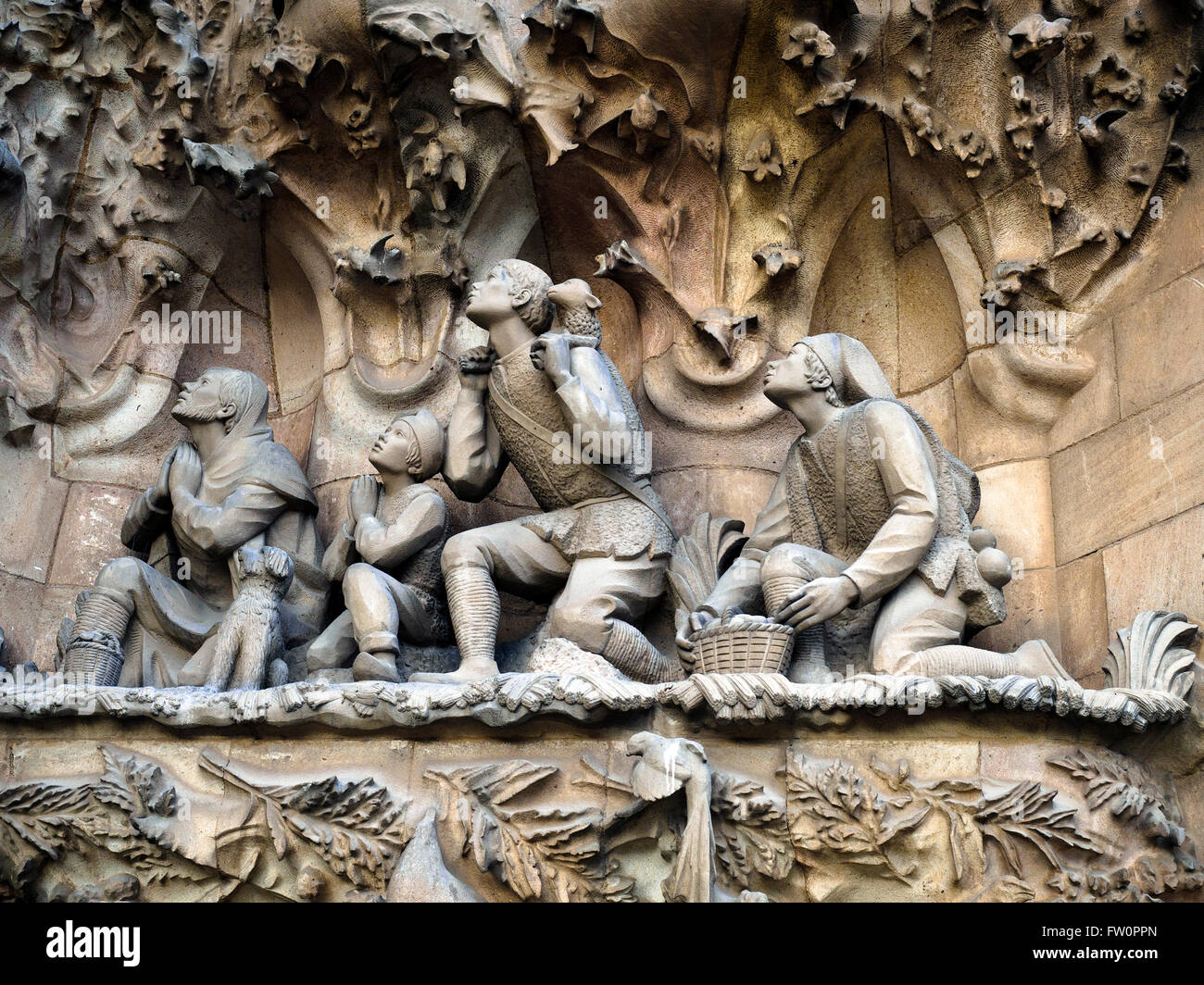 Sculptures at the Nativity facade of the Basílica i Temple Expiatori de