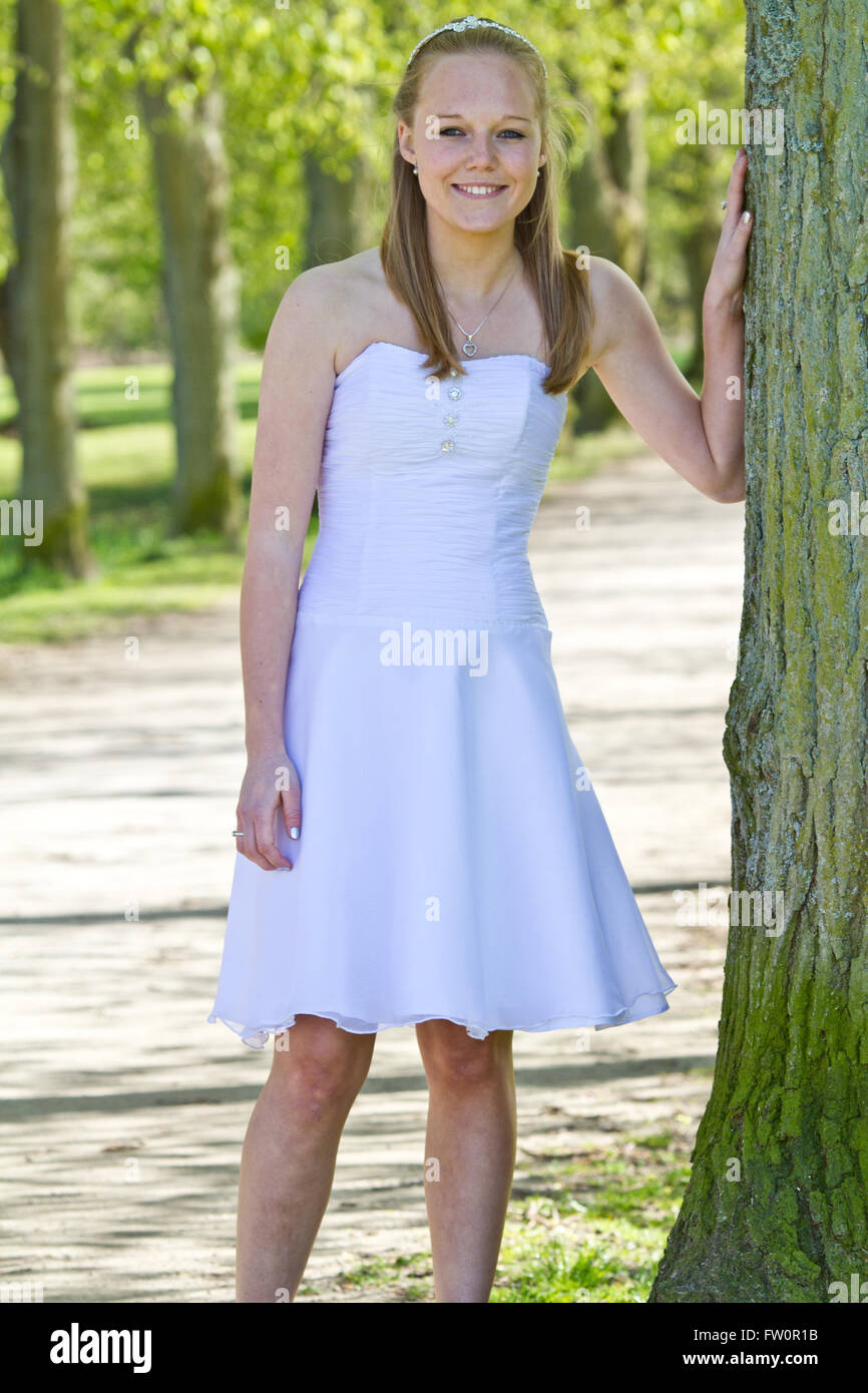 Girl the day of the confirmation in spring in denmark Stock Photo - Alamy