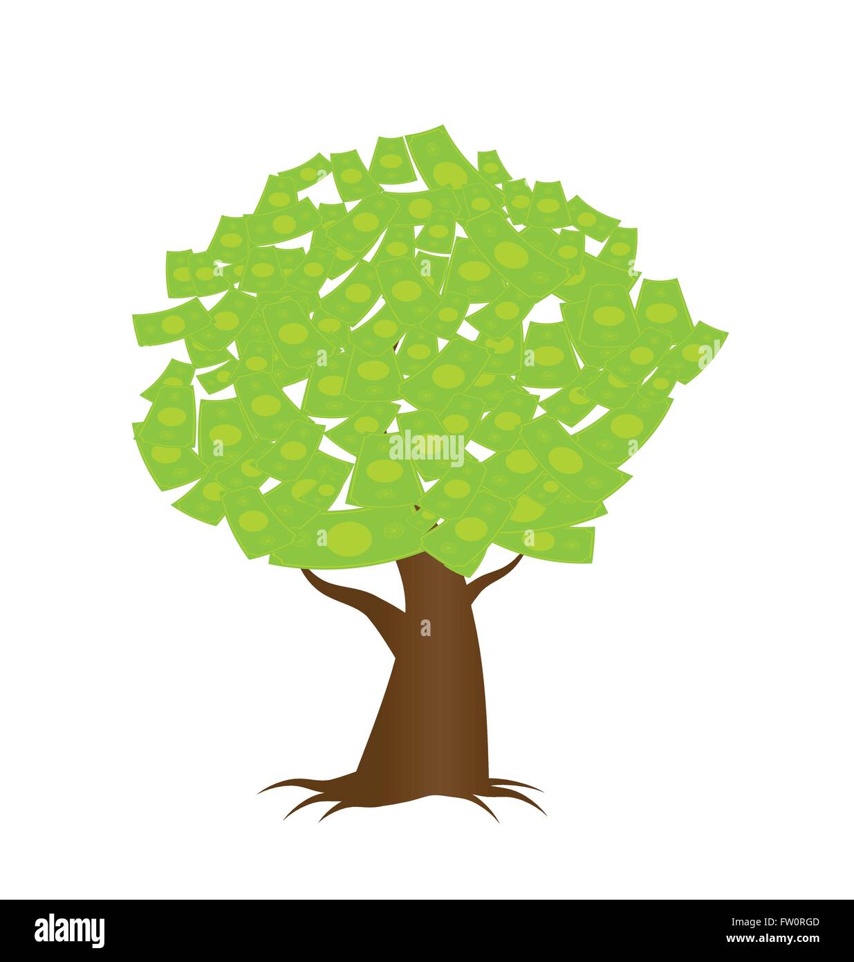 A tree growing money in the form of dollar notes Stock Vector