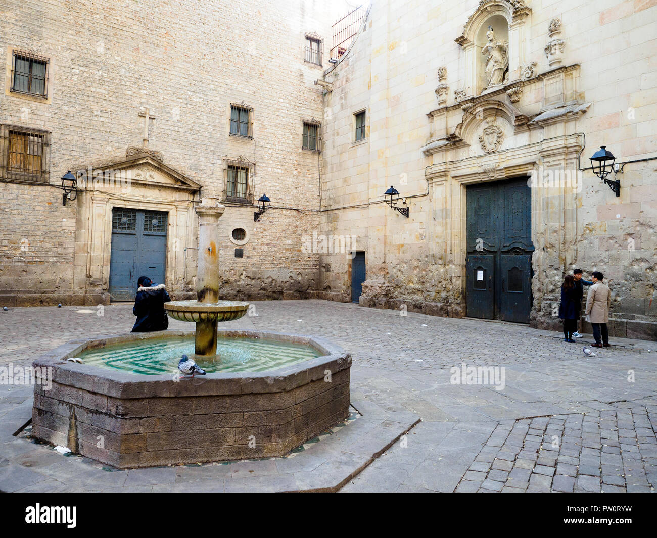 Plaza Sant Felip Neri in the Gothic Quarter - Barcelona, Spain Stock ...