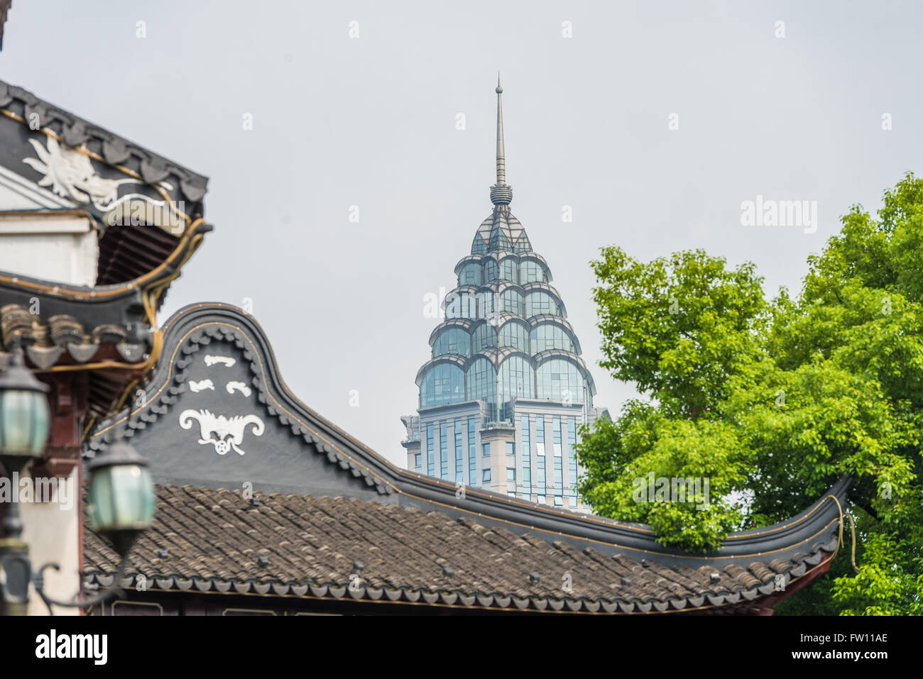 Commercial Building surround the Yu Garden in Shanghai old town Stock Photo