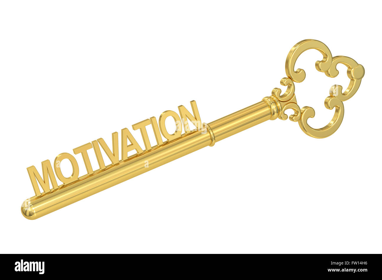 Motivation concept with golden key, 3D rendering Stock Photo