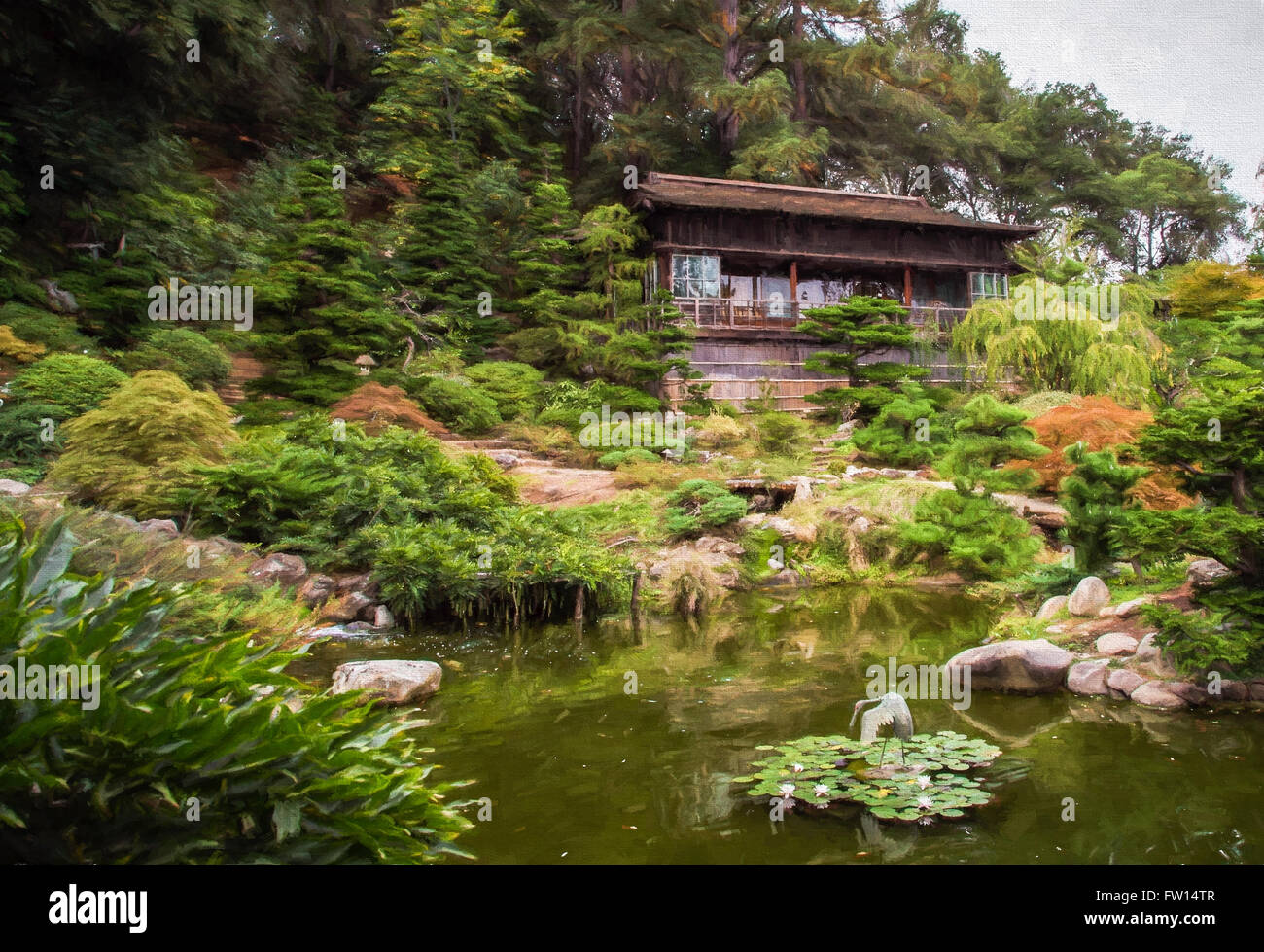 Japanese Garden and Tea House Stock Photo Alamy