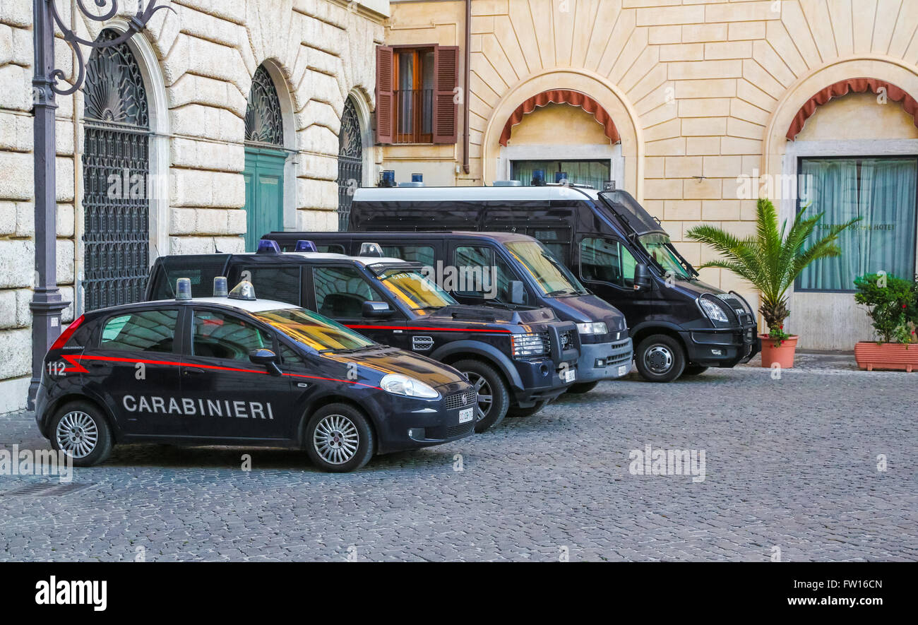 Police Car in italian capital Rome Stock Photo