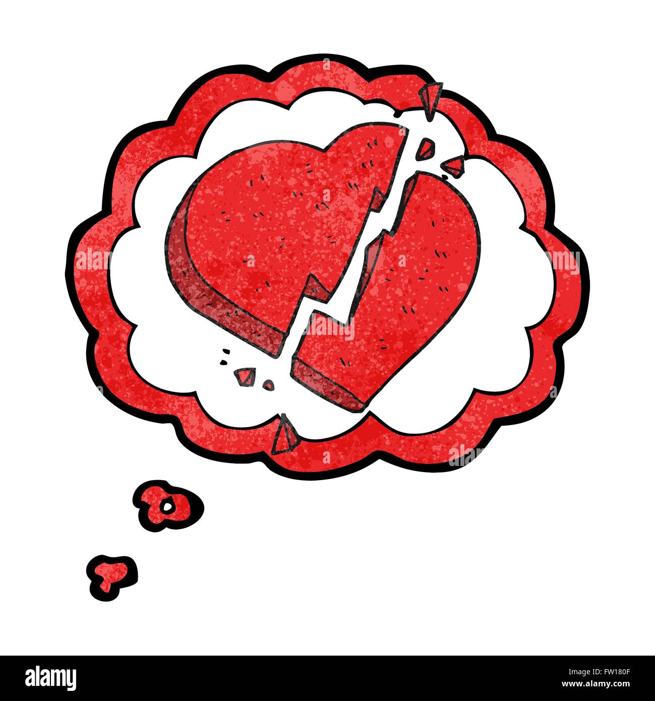 freehand drawn thought bubble textured cartoon broken heart symbol ...