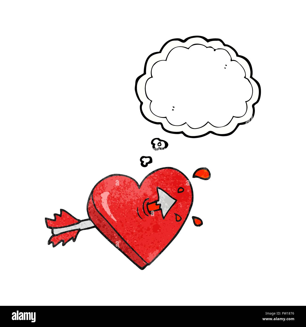 freehand drawn thought bubble textured cartoon arrow through heart ...