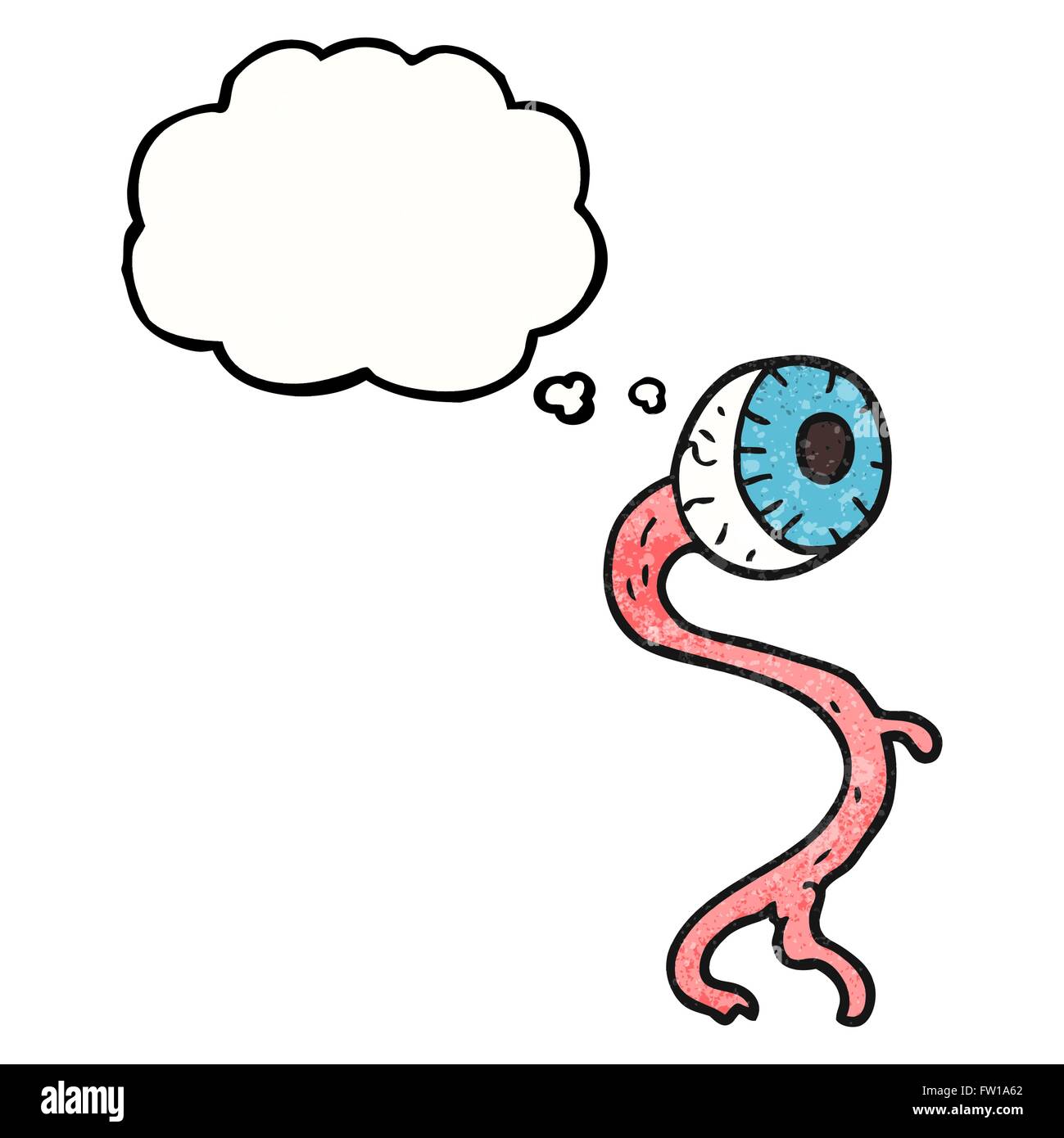 gross freehand drawn thought bubble textured cartoon eyeball Stock Vector