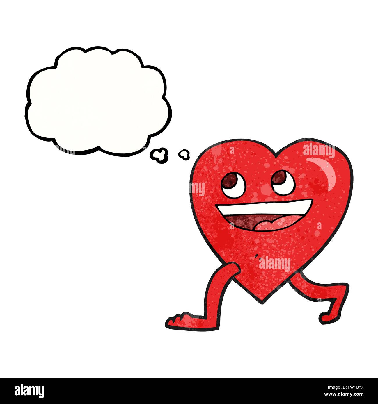 freehand drawn thought bubble textured cartoon walking heart Stock ...