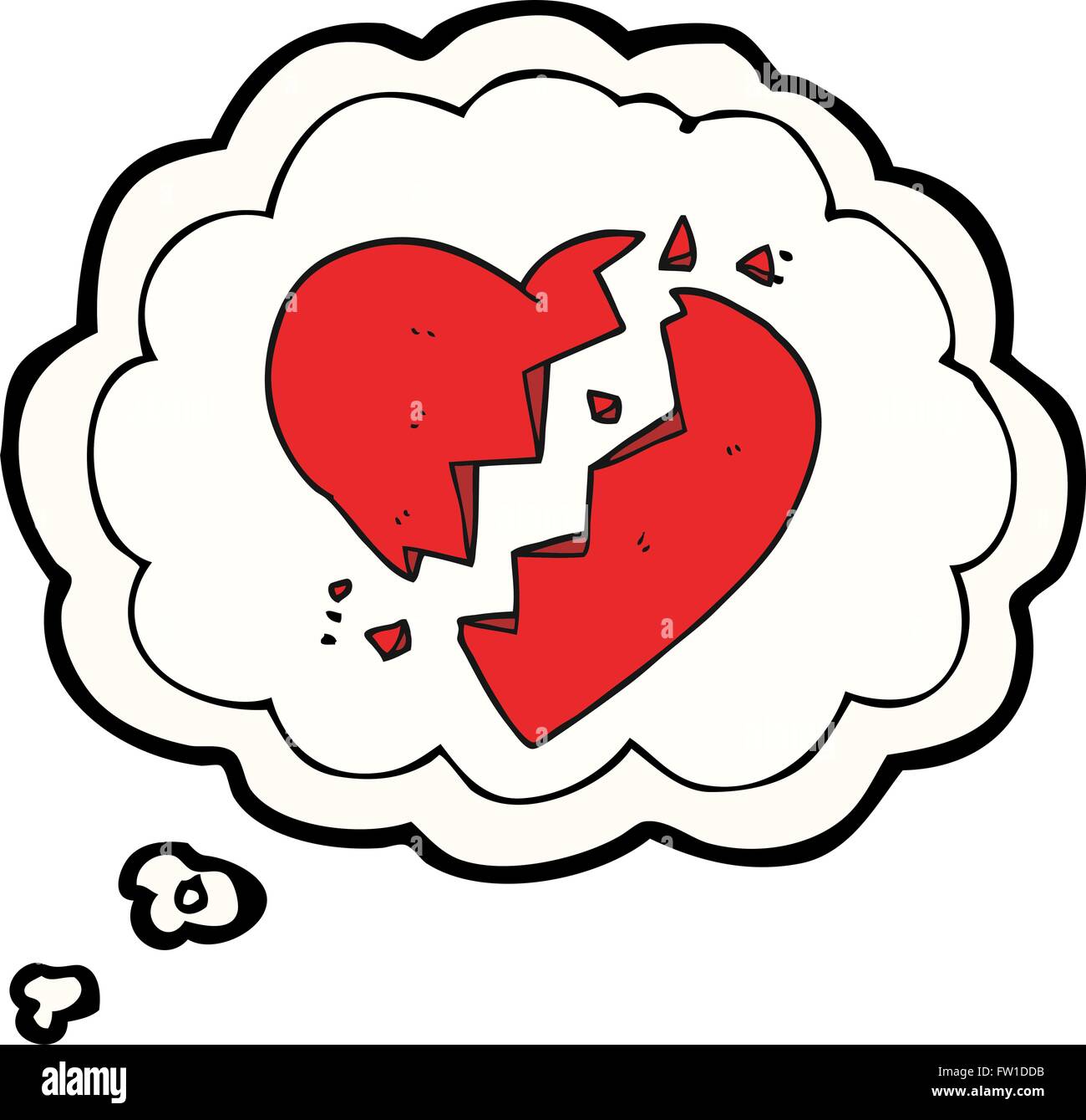 freehand drawn thought bubble cartoon broken heart Stock Vector Image ...