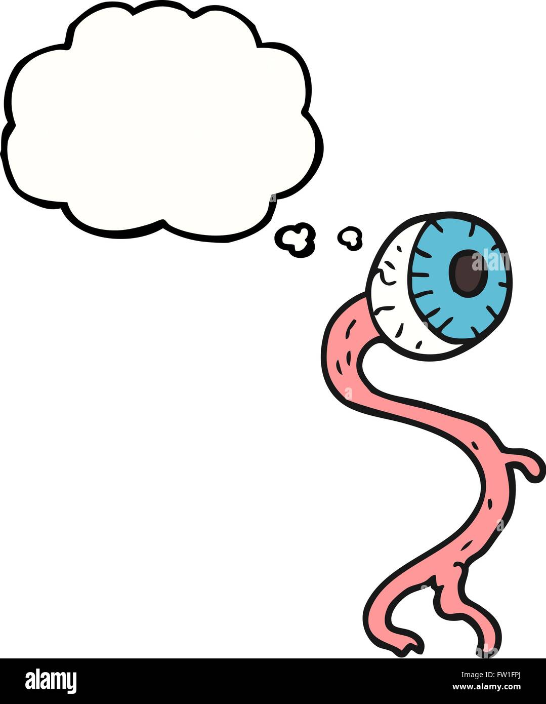 gross freehand drawn thought bubble cartoon eyeball Stock Vector