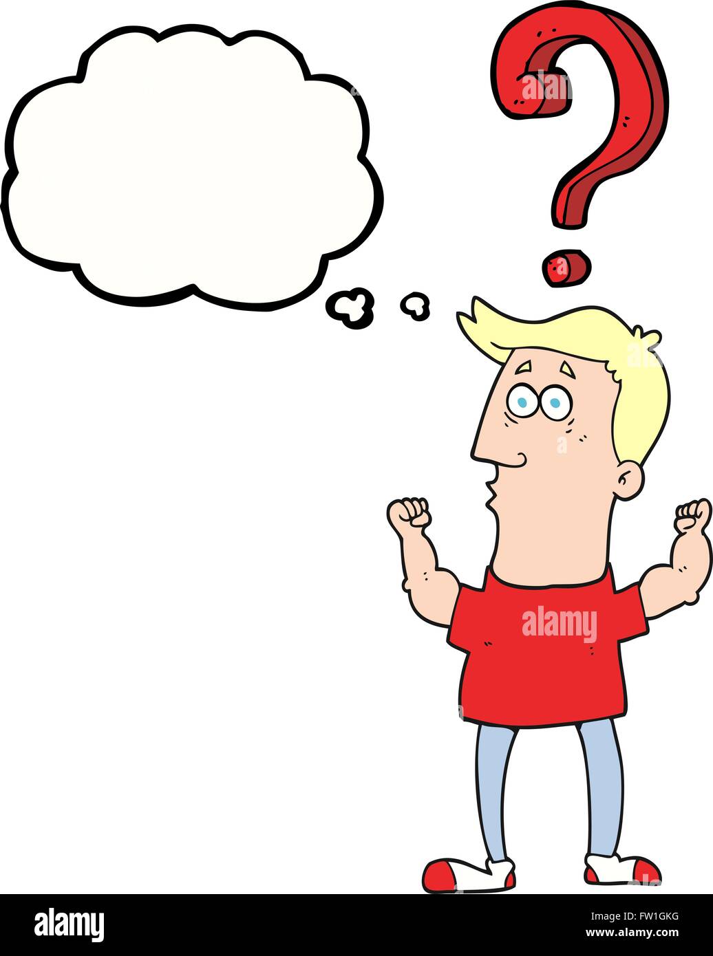 freehand drawn thought bubble cartoon man with question Stock Vector ...