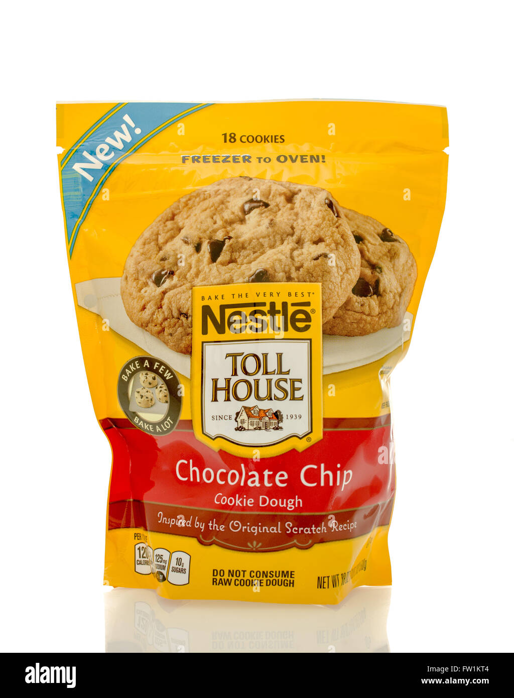 Winneconne, WI - 30 March 2016: Bag of Nestle Toll House chocolate chip cookie dough Stock Photo