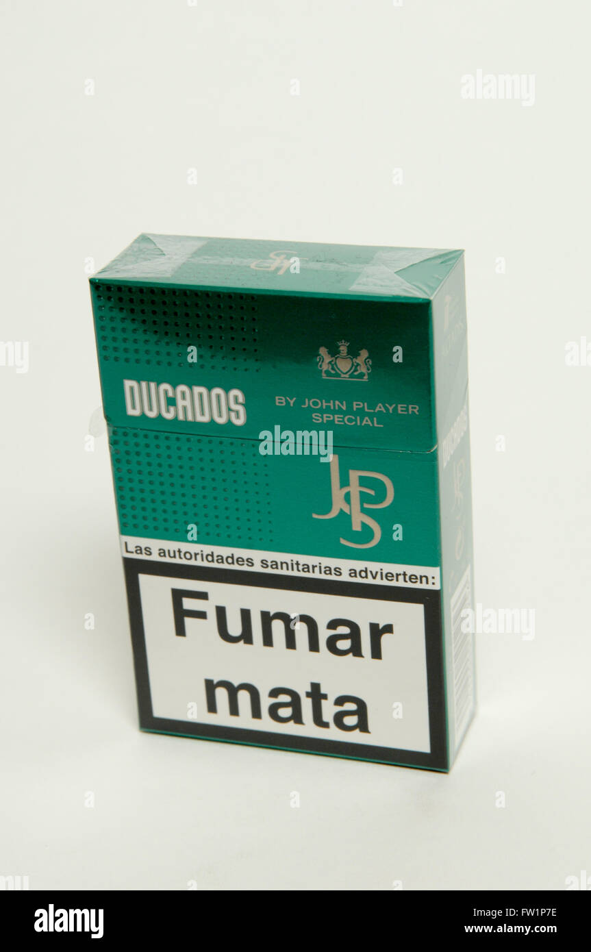 Ducados JPS John Player Special Cigarette Tobacco Green Packet Stock Photo