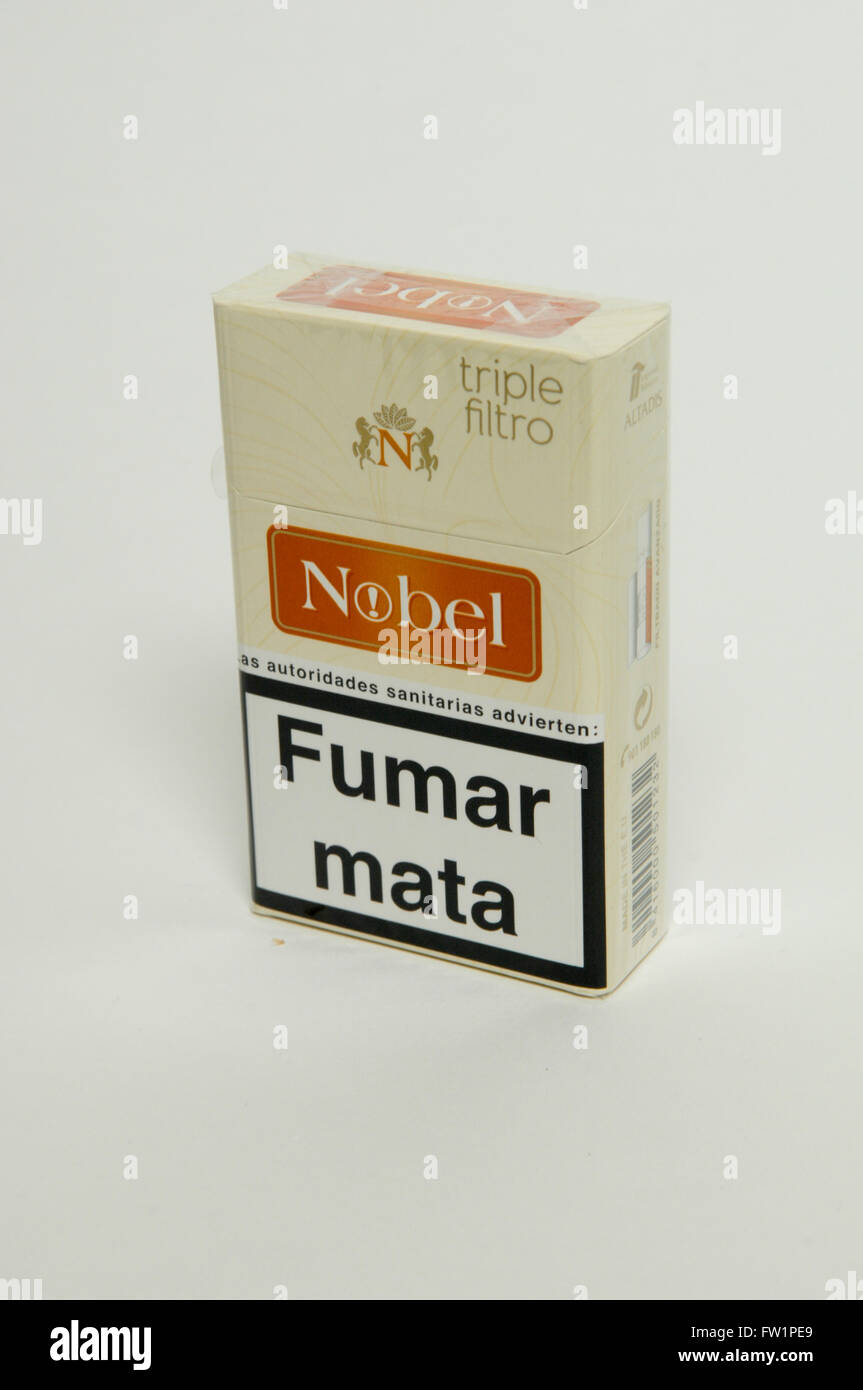 Nobel Triple Filter Packet of Tobacco Cigarettes Stock Photo