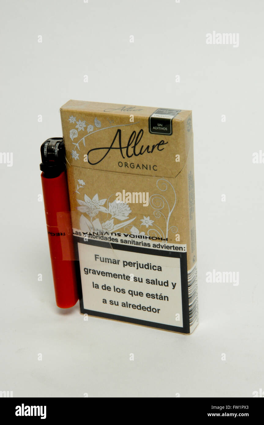 Allure Superslims Organic Cigarettes Stock Photo