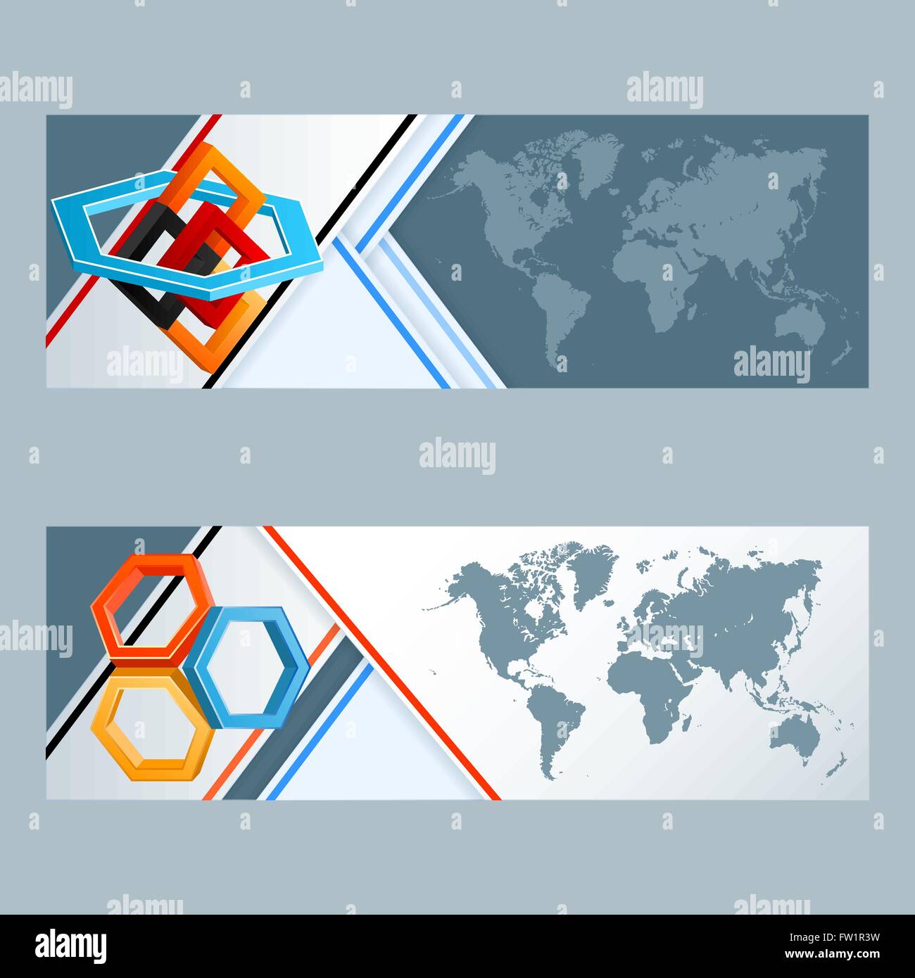Header Layout Template Set Of Web Banners With Three Dimensions