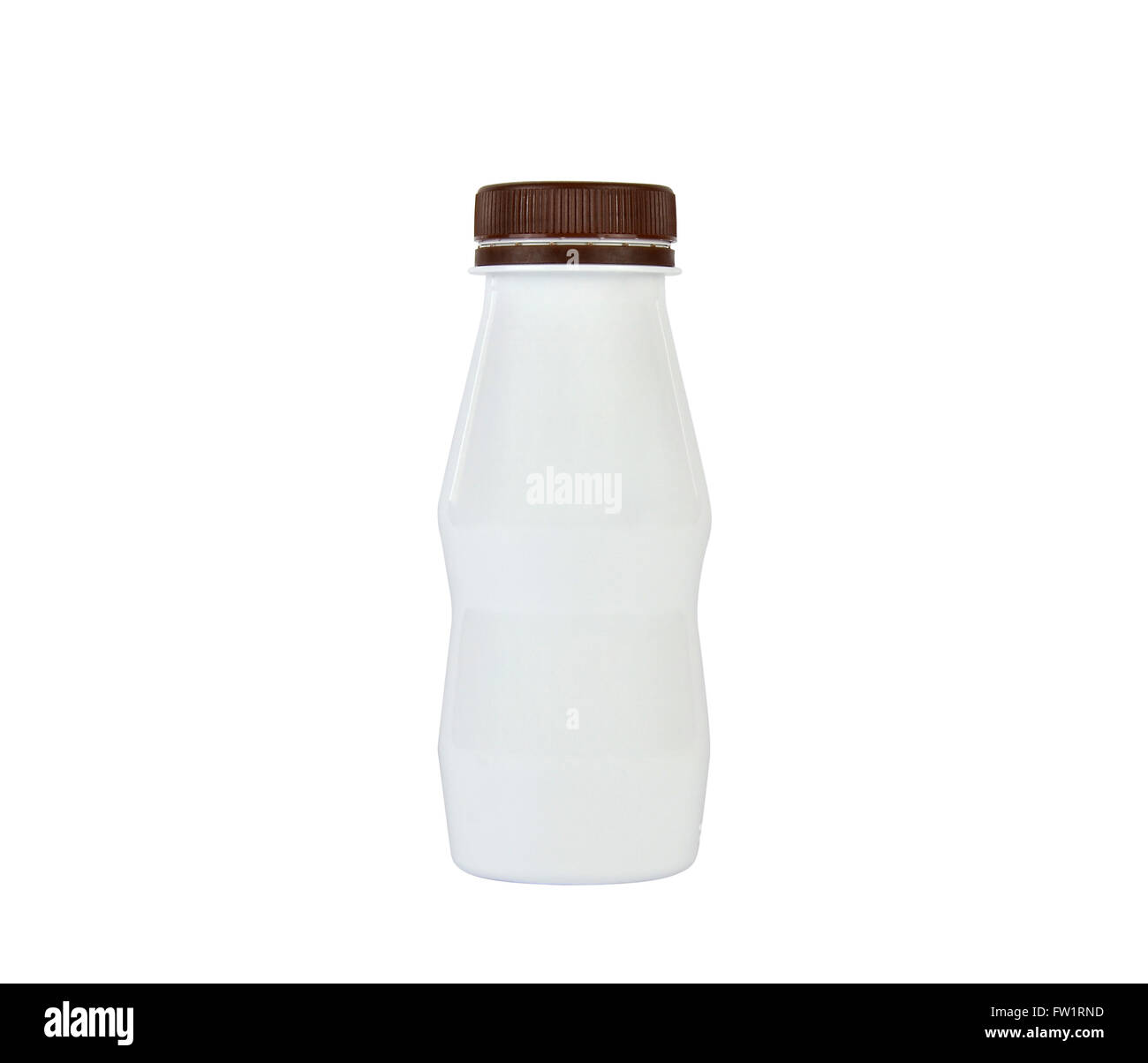 White plastic bottle with brown cap on white background Stock Photo - Alamy