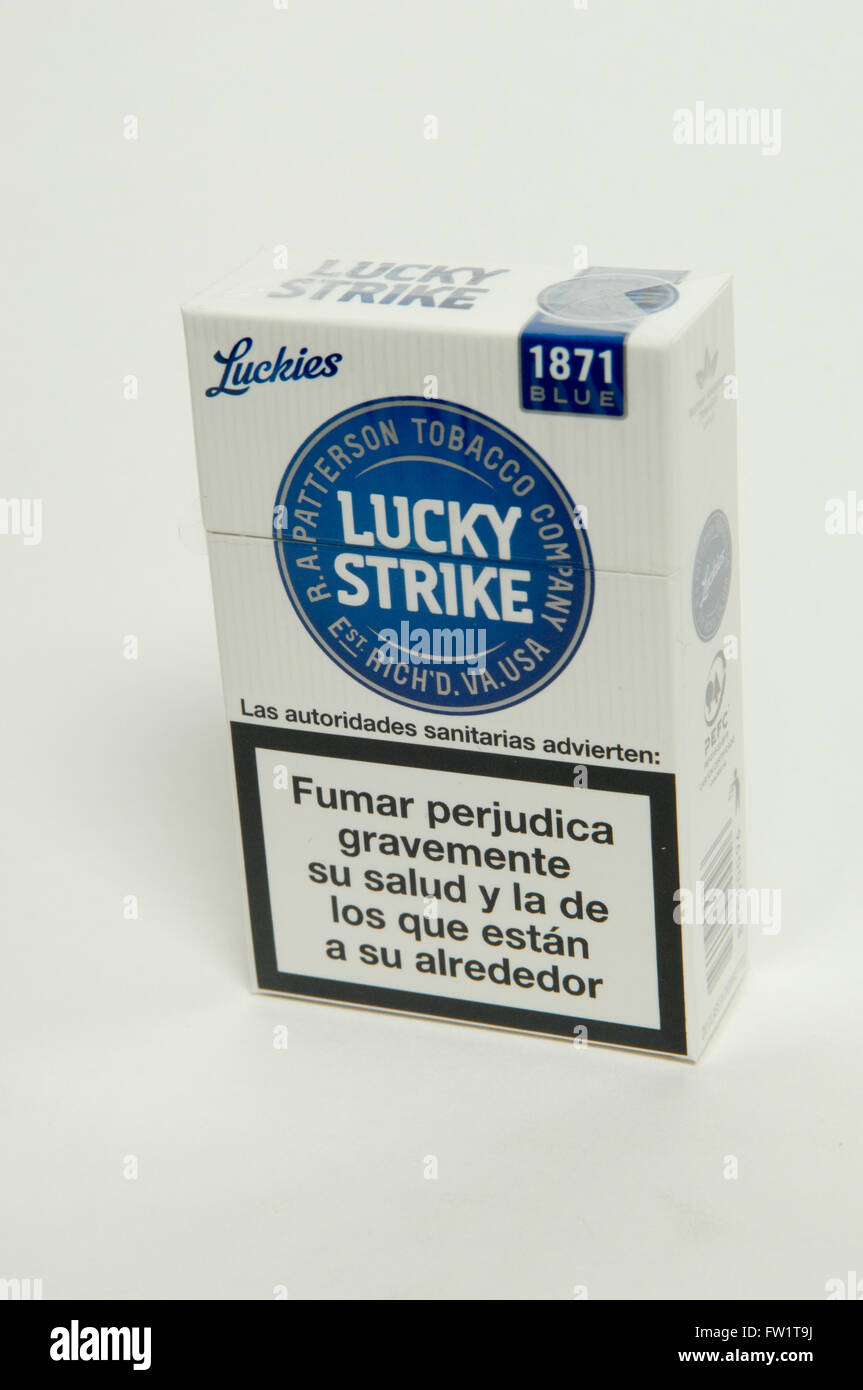 Lucky Strike Blue Cigarettes packet on white background Stock Photo - Alamy