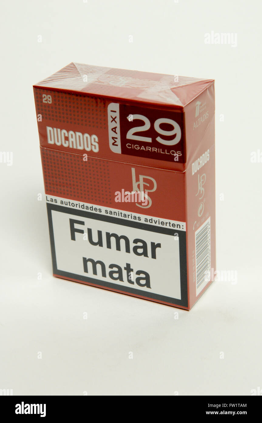 Ducados Cigarettes Tobacco Packet on white background Stock Photo