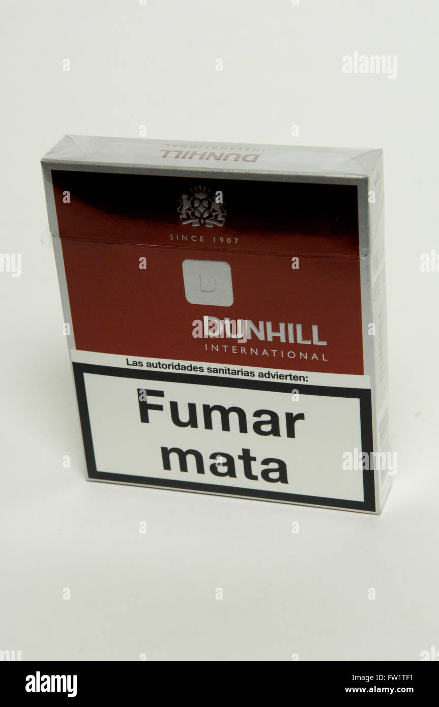 Dunhill International Cigarette Packet on white background Stock Photo