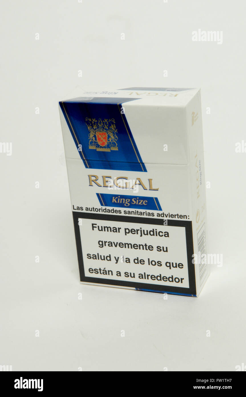 Regal King Size Cigarette Packet on white background Stock Photo