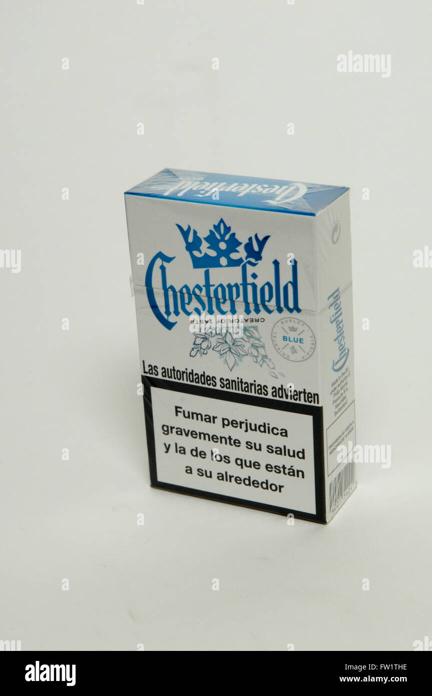 Chesterfield Cigarettes Blue Packet on white background Stock Photo Alamy