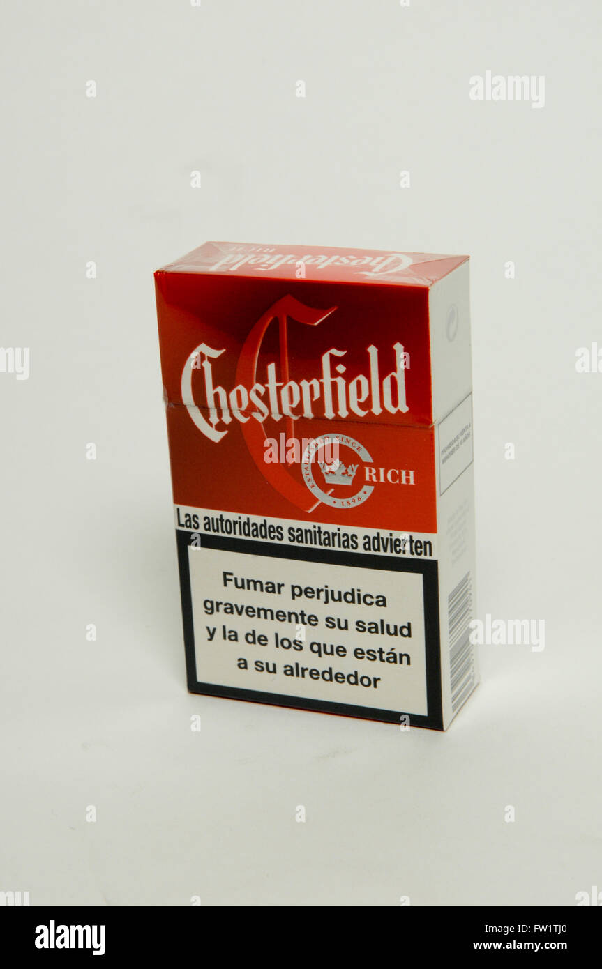 Chesterfield Cigarettes packet on white background. Stock Photo