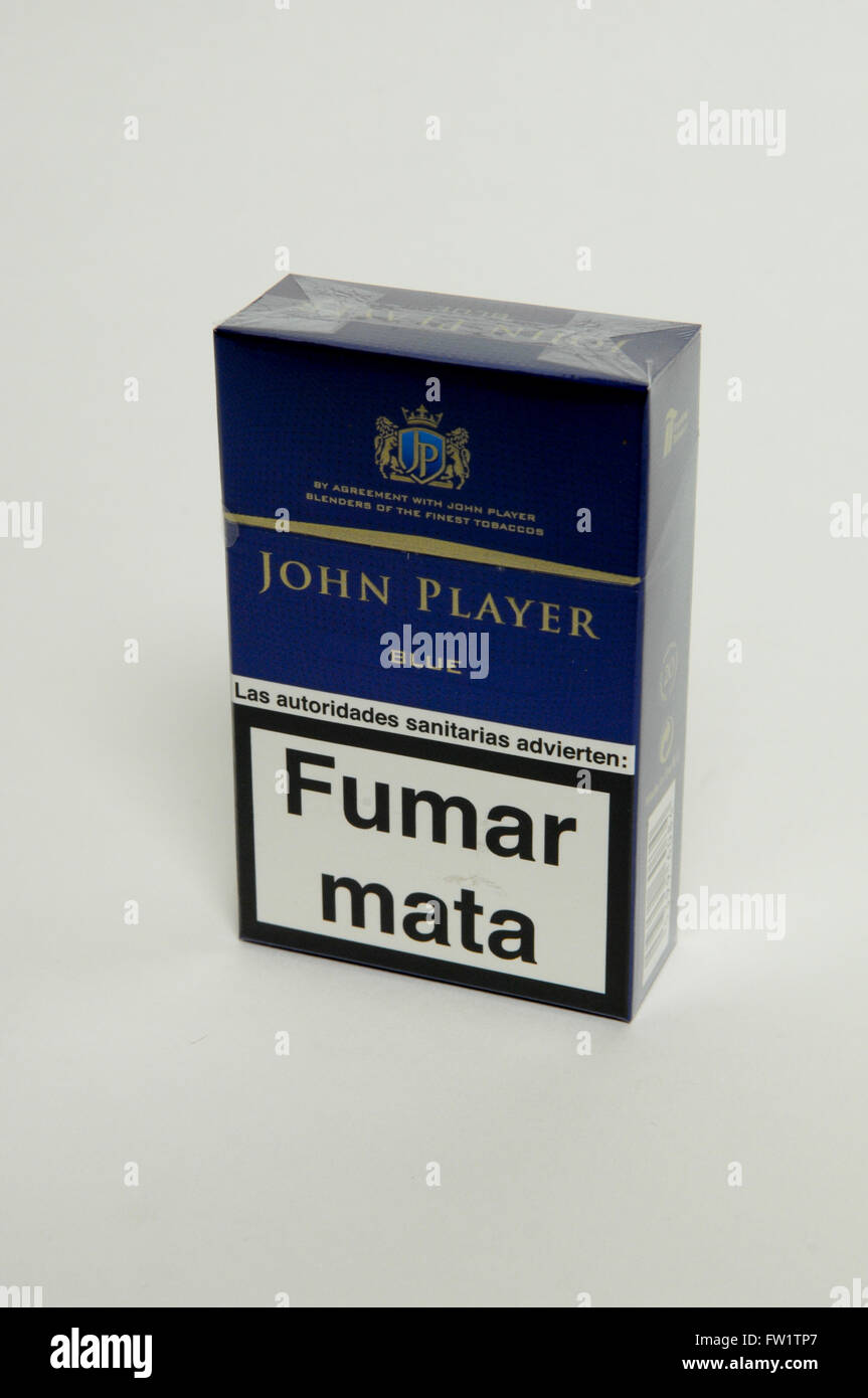 John Player Blue Cigarettes on white background. Stock Photo