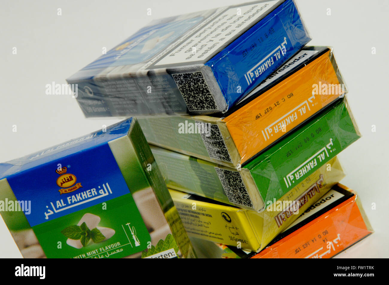 Al Fakher Tobacco is the cream themed line of shisha. Stock Photo
