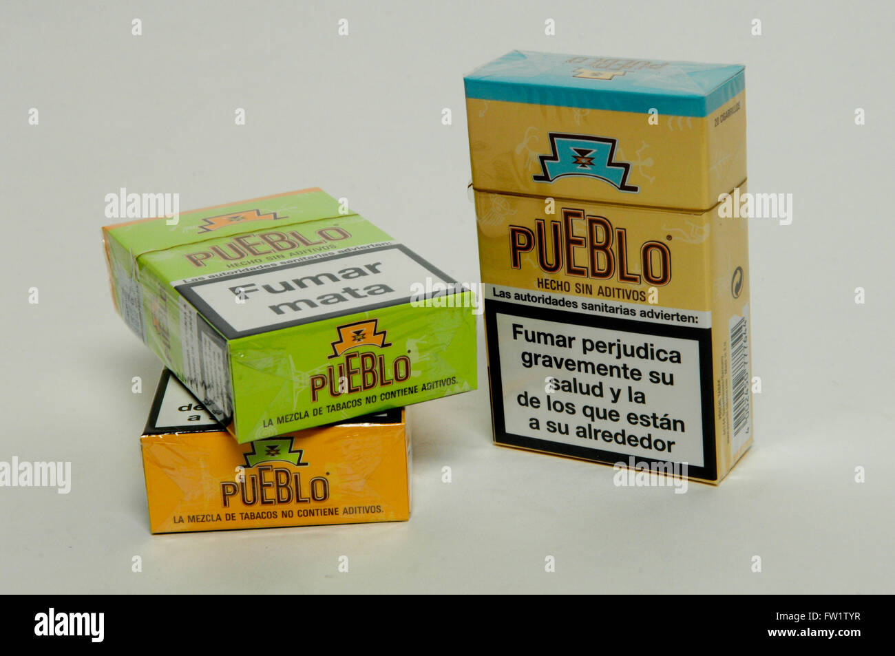 Selection of Cigarettes on sale in a tobacconist. Stock Photo