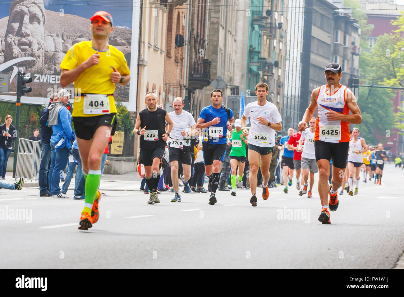 KRAKOW, POLAND - MAY 18 : Cracovia Marathon. Runners on the city streets on  May 18, 2014 in Krakow, POLAND Stock Photo - Alamy
