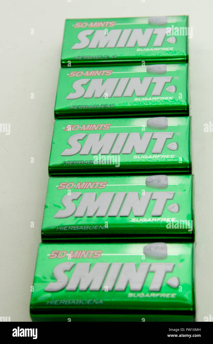 Smint breath mints produced by Spanish multinational Chupa Chups. Stock Photo