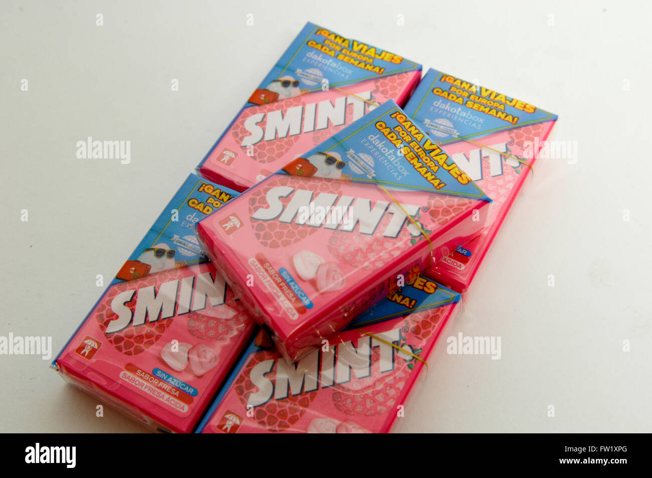Smint is a type of breath mint. Every Smint candy has a triangular shape  with an engraved S Stock Photo - Alamy