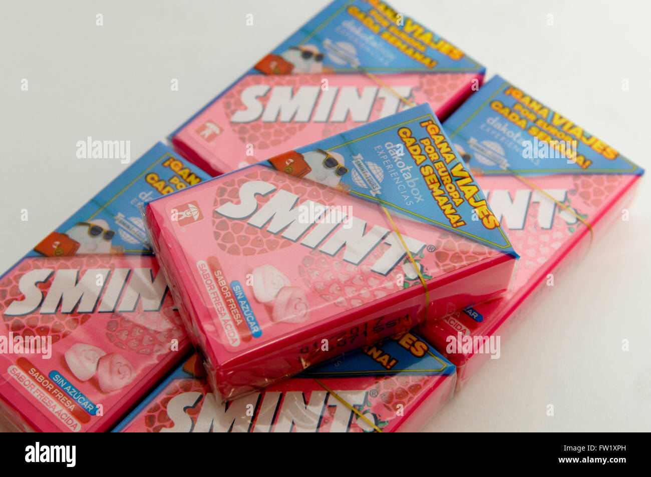 Smint is a type of breath mint. Every Smint candy has a triangular shape  with an engraved S Stock Photo - Alamy