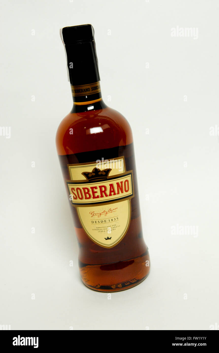 Soberano,100% distilled wine brandy. Stock Photo