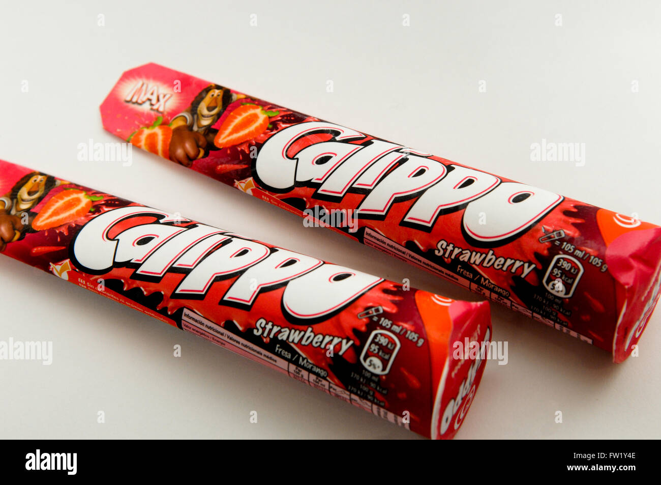 Calippo is a freezie brand owned by Unilever, and sold as part of the Heartbrand line of products in most countries Stock Photo